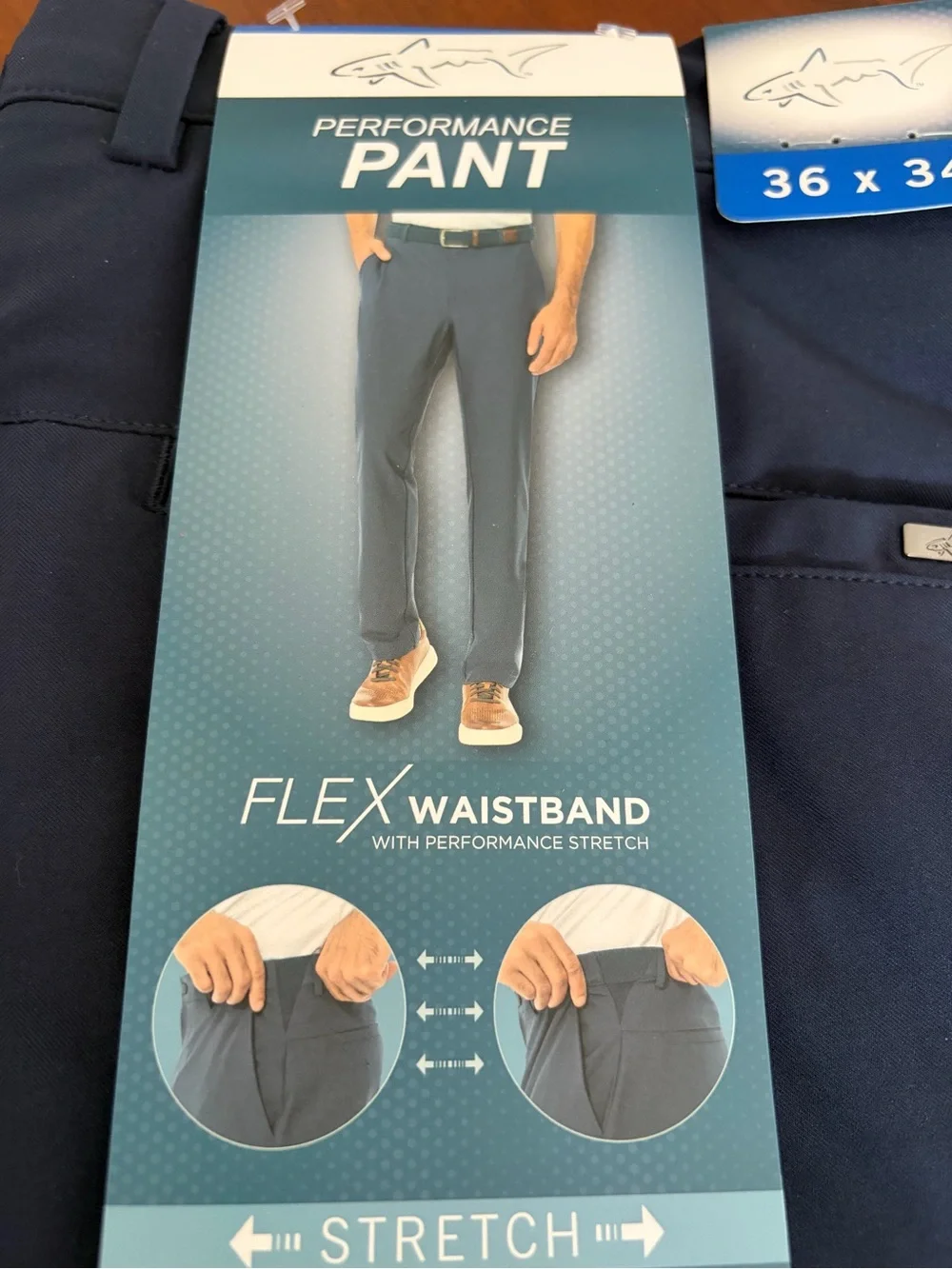 Greg Norman Performance Flex Waistband Men’s Golf Dress Pants - Navy 36x34, NWT